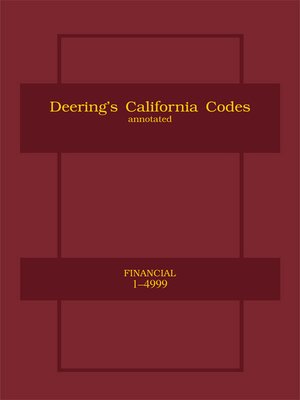 cover image of Deering's California Financial Code, Annotated